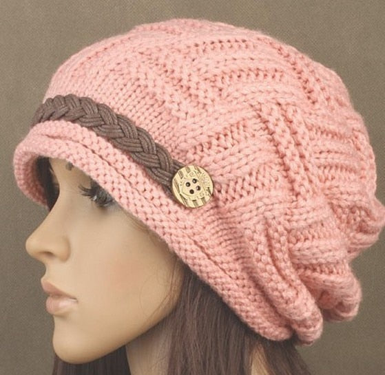 Woman knitted Caps earmuffs hat, fashion winter pure manual warm cap, four color, Christmas gift. Enfom Clothing