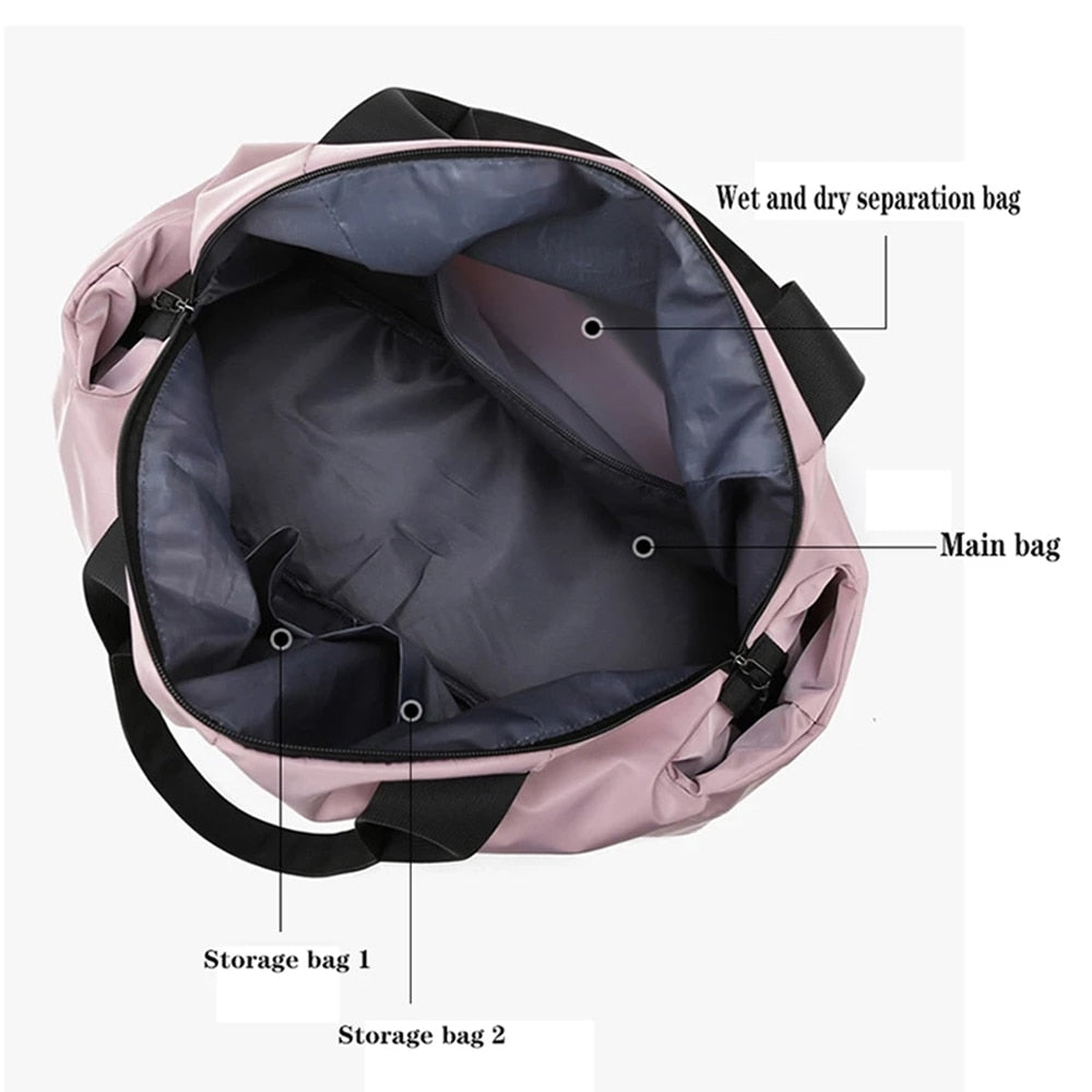 Women Large Capacity Gym Bag Waterproof Swimming Yoga Sports Bags Multifunction Hand Travel Duffle Weekend Package XA190Y Enfom Clothing