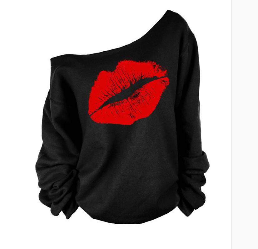 Women Off The Shoulder Lips Shirt Enfom Clothing