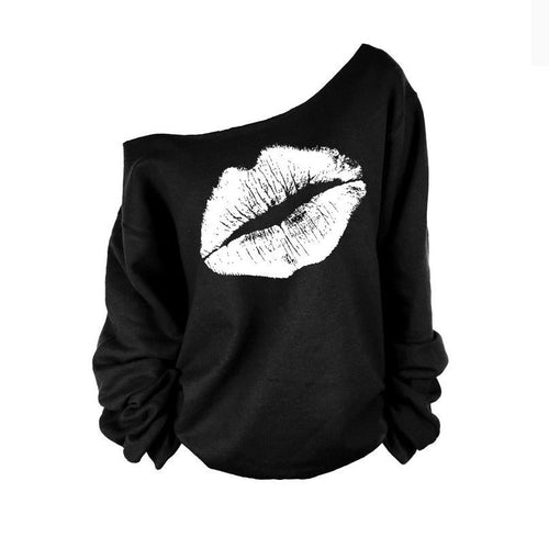 Women Off The Shoulder Lips Shirt Enfom Clothing