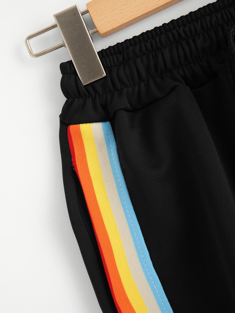 Women Rainbow Striped Elastic Shorts Enfom Clothing