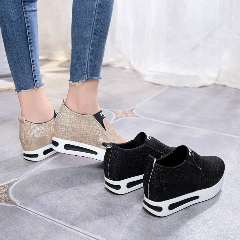 Women Shoes Ladies Flat Thick Bottom Shoes Slip on Ankle Boots Casual Platform Sport Shoes 2021 New Enfom Clothing