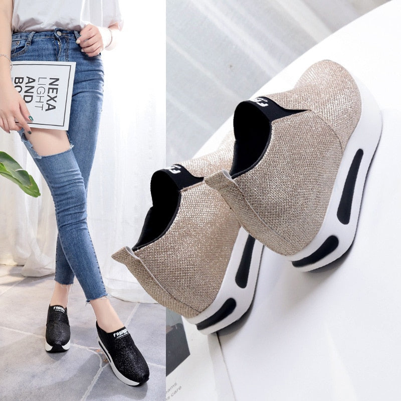 Women Shoes Ladies Flat Thick Bottom Shoes Slip on Ankle Boots Casual Platform Sport Shoes 2021 New Enfom Clothing