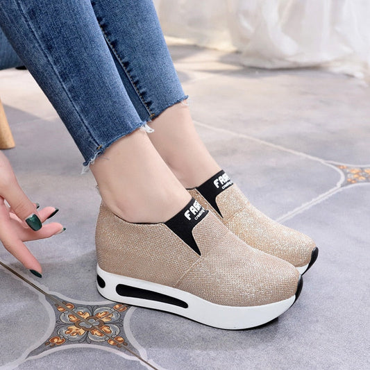 Women Shoes Ladies Flat Thick Bottom Shoes Slip on Ankle Boots Casual Platform Sport Shoes 2021 New Enfom Clothing