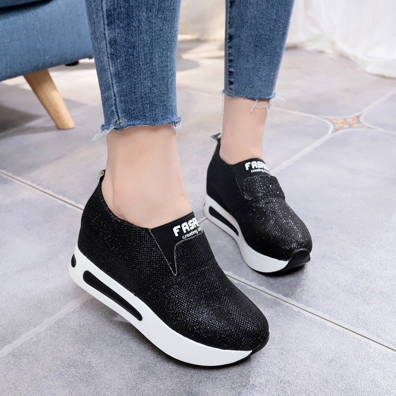 Women Shoes Ladies Flat Thick Bottom Shoes Slip on Ankle Boots Casual Platform Sport Shoes 2021 New Enfom Clothing