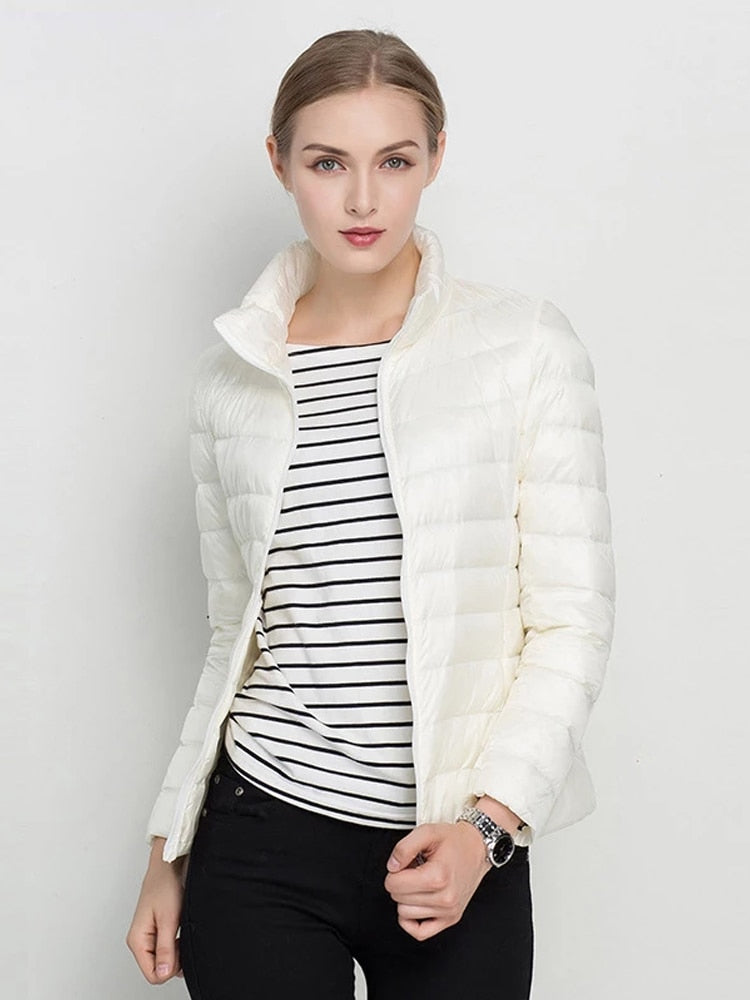 Women Winter Coat 2023 New Ultra Light White Duck Down Jacket Slim Women Winter Puffer Jacket Portable Windproof Down Coat 7XL Enfom Clothing