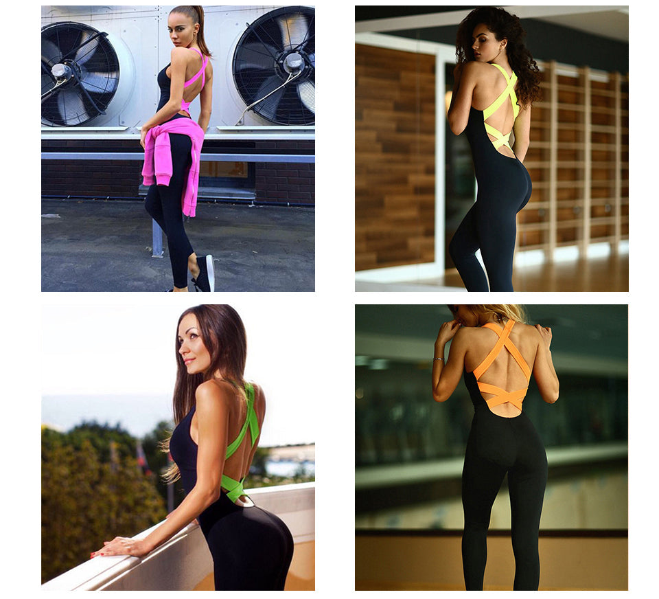 Workout Tracksuit For Women One Piece Sport Clothing Backless Sport Suit Running Tight Dance Sportswear Gym Yoga Women Set Enfom Clothing