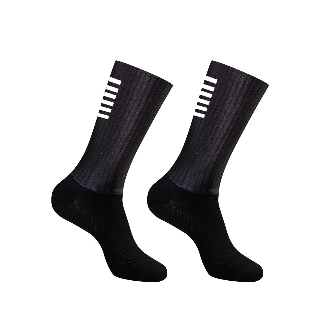 YKYWBIKE Anti Slip Silicone Aero Socks Whiteline Cycling Socks Men Bicycle Sport Running Bike Socks Enfom Clothing