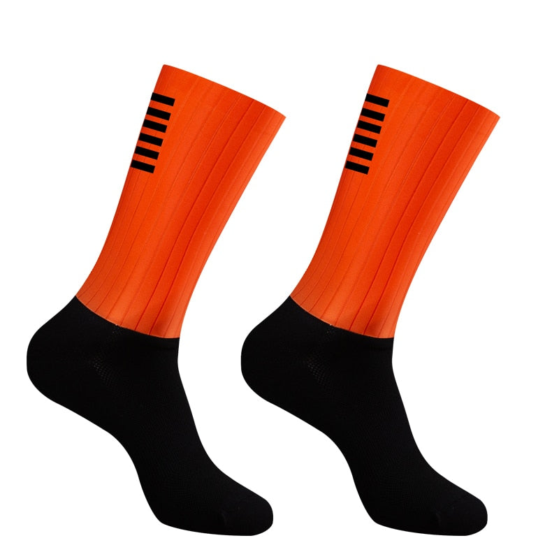 YKYWBIKE Anti Slip Silicone Aero Socks Whiteline Cycling Socks Men Bicycle Sport Running Bike Socks Enfom Clothing