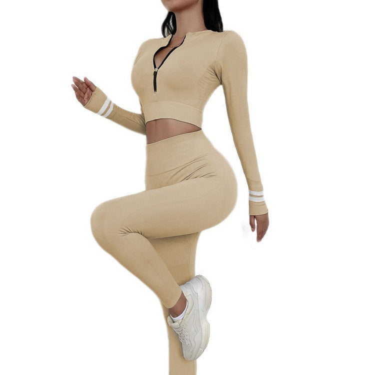 Yoga Clothing Suit Autumn And Winter Long-sleeved Sports Tight-fitting Outer Wear Running Enfom Clothing