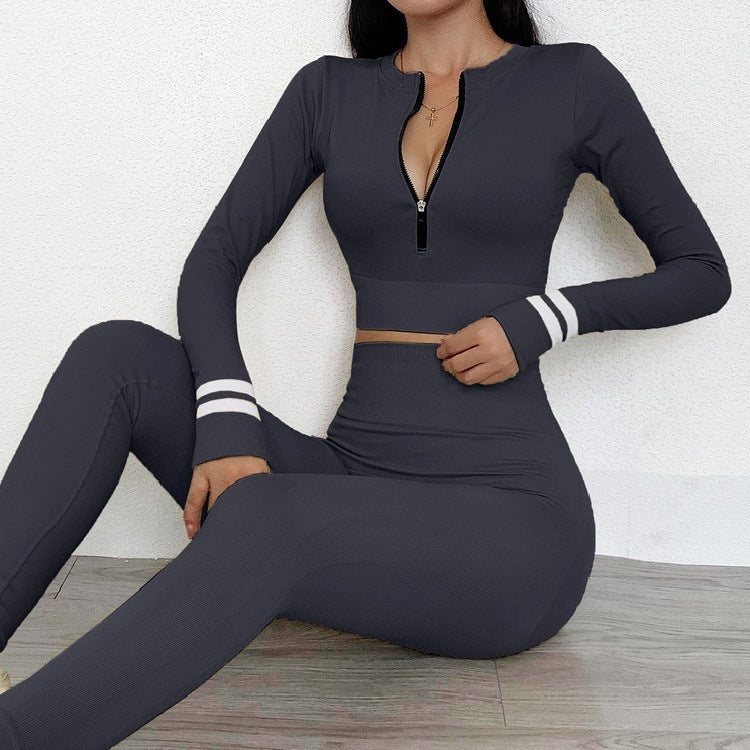 Yoga Clothing Suit Autumn And Winter Long-sleeved Sports Tight-fitting Outer Wear Running Enfom Clothing