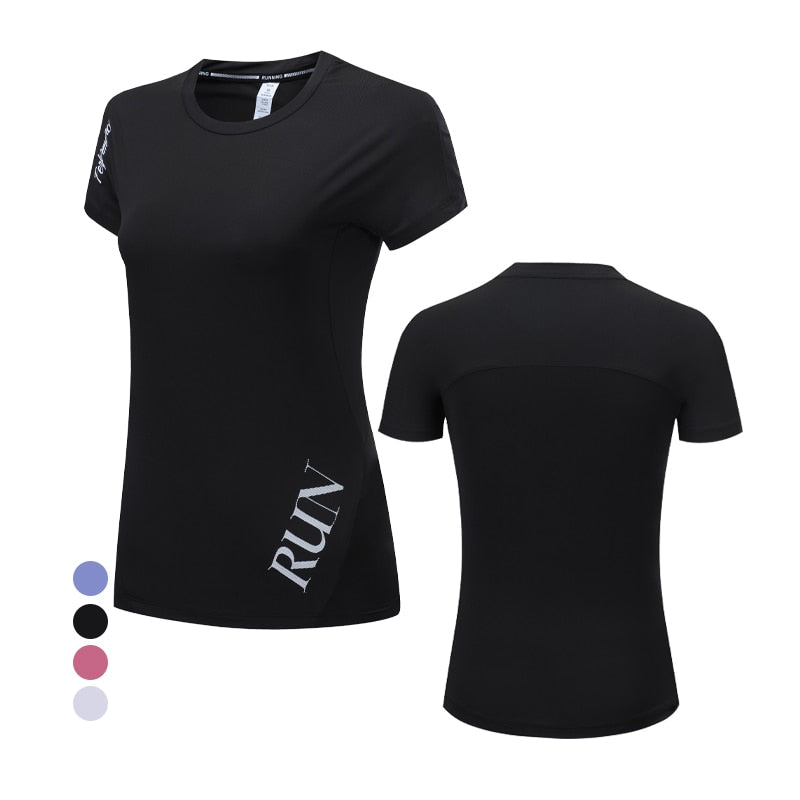 Yoga Run Clothes Breathable Sport Quick Dry Women Workout Shirts Traning Gym Blouse Outdoor Active Slim Short Sleeves Enfom Clothing