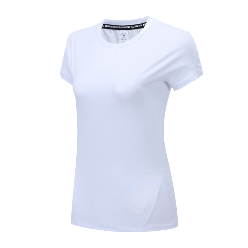 Yoga Run Clothes Breathable Sport Quick Dry Women Workout Shirts Traning Gym Blouse Outdoor Active Slim Short Sleeves Enfom Clothing