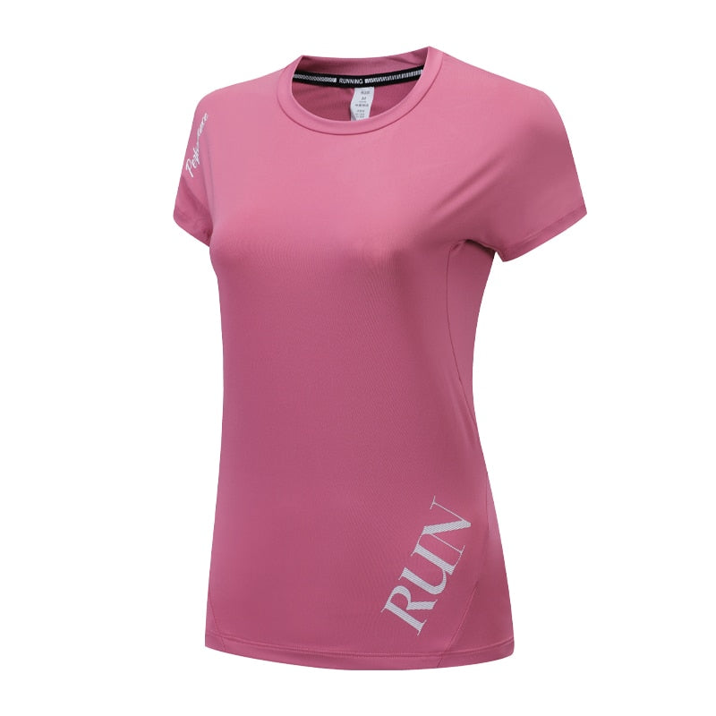 Yoga Run Clothes Breathable Sport Quick Dry Women Workout Shirts Traning Gym Blouse Outdoor Active Slim Short Sleeves Enfom Clothing