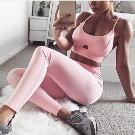 Yoga Set New Solid Crop Top Long Pant Athleisure Women Suit Gym Sports BraLegging Two Piece Set Sportswear Enfom Clothing