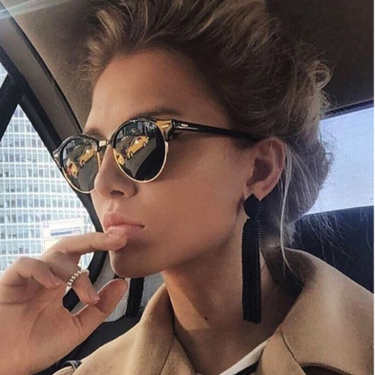 ZXRCYYL Classic Semi Rimless Sunglasses Men Women Brand Designer Driving sport Fashion Metal Frame Sun glasses Enfom Clothing