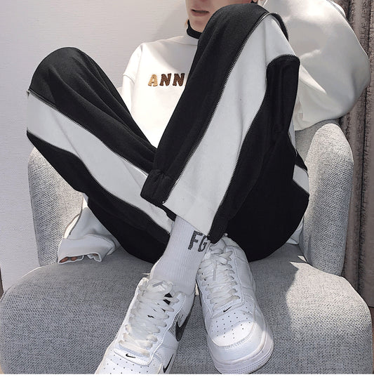 Zipper Sports Pants Male Loose Autumn Winter Style Personality Enfom Clothing