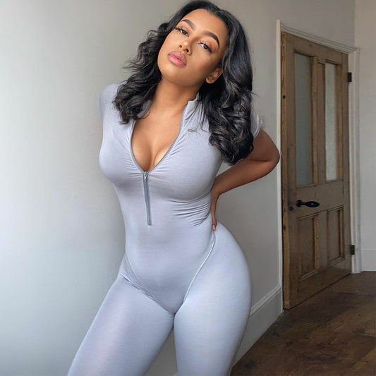 Zipper high waist sports fitness jumpsuit Enfom Clothing