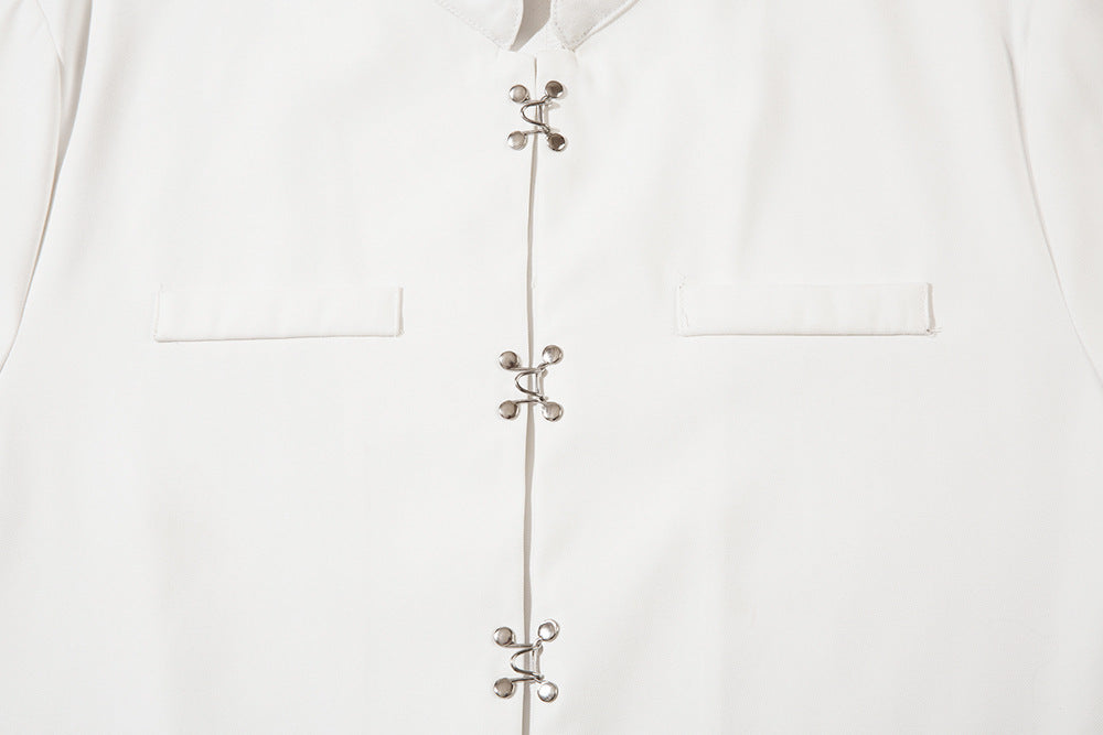 Fashion Stand Collar Short Sleeve Shirt Men