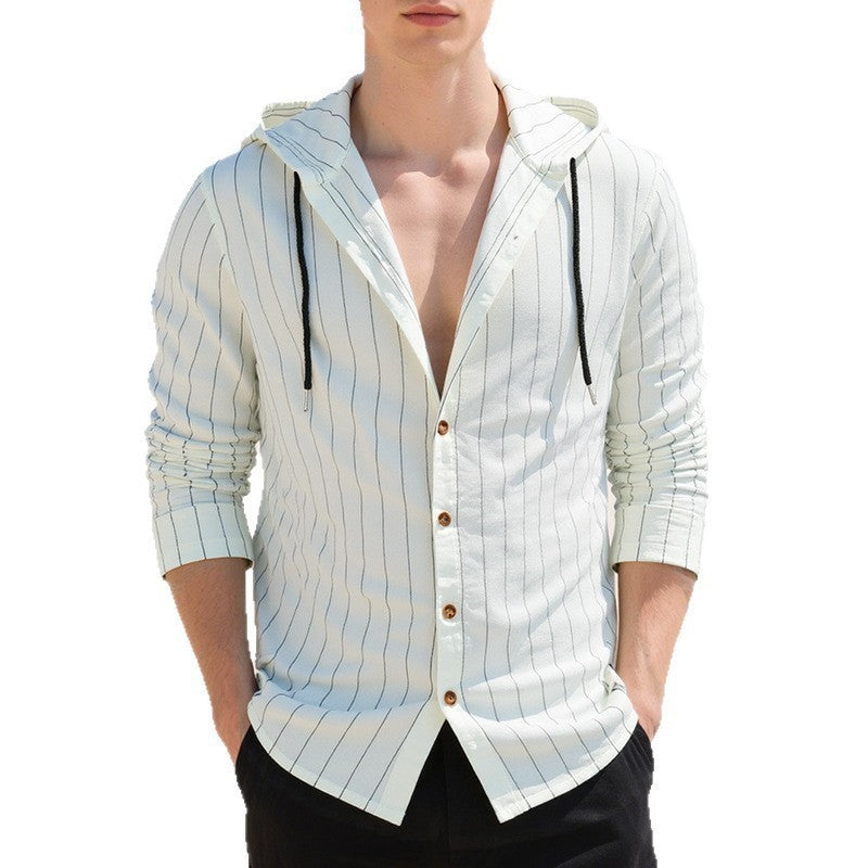 Slim-fit Hood Cardigan Casual Shirt Men