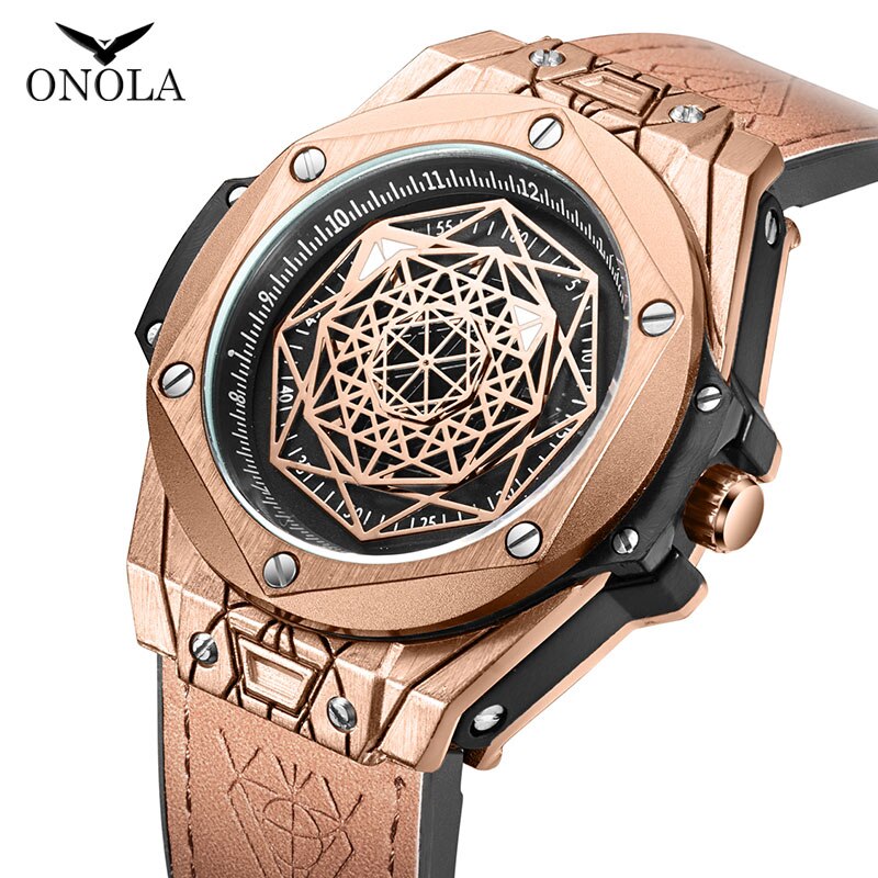 men watch Brand ONOLA Luxury fashion unique sport 2021 new leather quartz watch men relogio masculino Enfom Clothing