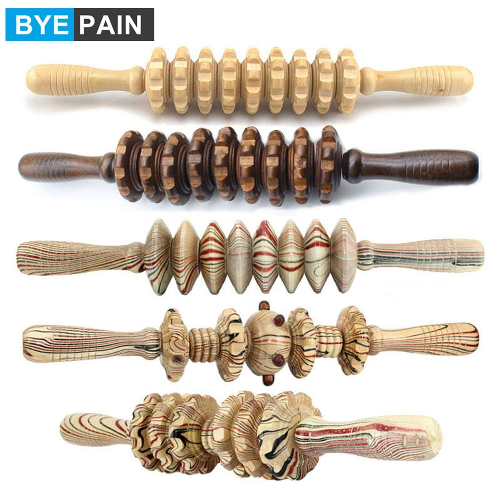 BYEPAIN Wooden Exercise Roller Sport Injury Gym Body Leg Trigger Point Muscle Roller Sticks Massager Health Care Enfom Clothing