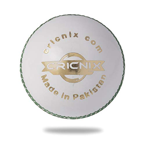 Cricnix Cricket Ball Premier White Leather 5.5oz (1-Pack) for Seniors Match Enfom Clothing