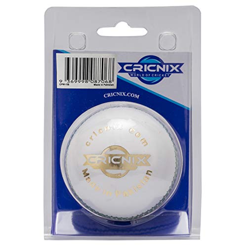 Cricnix Cricket Ball Premier White Leather 5.5oz (1-Pack) for Seniors Match Enfom Clothing