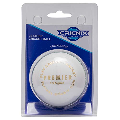 Cricnix Cricket Ball Premier White Leather 5.5oz (1-Pack) for Seniors Match Enfom Clothing