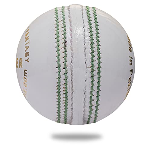 Cricnix Cricket Ball Premier White Leather 5.5oz (1-Pack) for Seniors Match Enfom Clothing