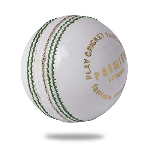 Cricnix Cricket Ball Premier White Leather 5.5oz (1-Pack) for Seniors Match Enfom Clothing