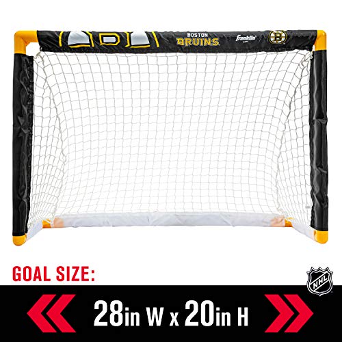 Franklin Sports Boston Bruins Mini Hockey Set - Knee Hockey Goal, Ball, & 2 Hockey Stick Combo Set - Mini Goal Net - NHL Official Hockey Set, 28" x 20" x 12" Enfom Clothing