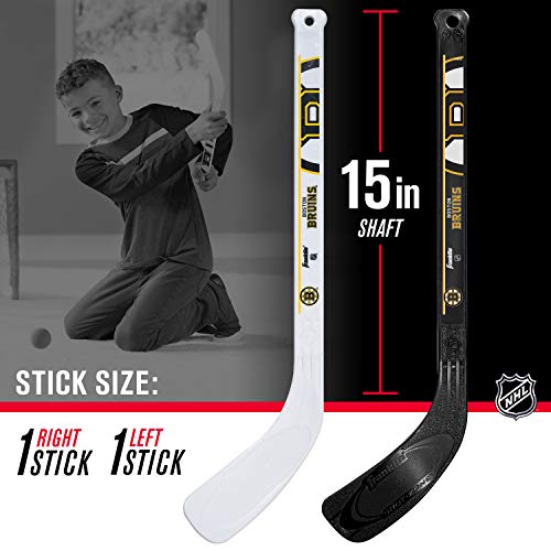 Franklin Sports Boston Bruins Mini Hockey Set - Knee Hockey Goal, Ball, & 2 Hockey Stick Combo Set - Mini Goal Net - NHL Official Hockey Set, 28" x 20" x 12" Enfom Clothing