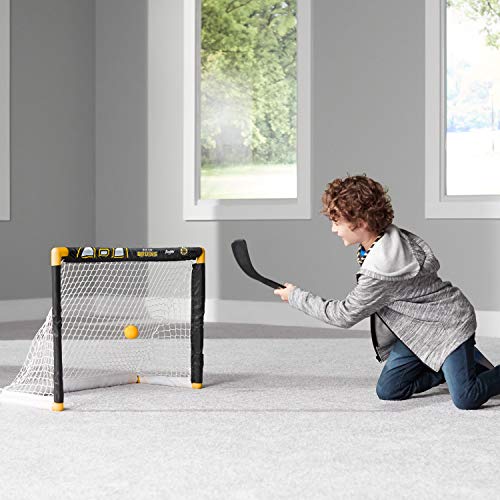 Franklin Sports Boston Bruins Mini Hockey Set - Knee Hockey Goal, Ball, & 2 Hockey Stick Combo Set - Mini Goal Net - NHL Official Hockey Set, 28" x 20" x 12" Enfom Clothing