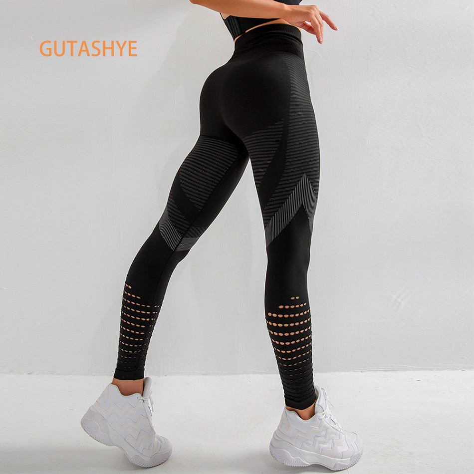 GUTASHYE High Waist Seamless Leggings Yoga Pants Push Up Fitness Tight Workout Tummy Control Gym Athletic Sportswear Enfom Clothing