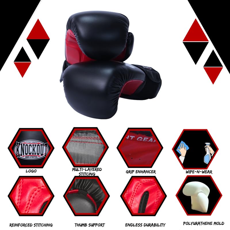 Gel Boxing Gloves for Men Women, Muay Thai MMA Kickboxing Home Gym Training, Sparing Gloves Pair with Premium Ventilated Palm Enfom Clothing