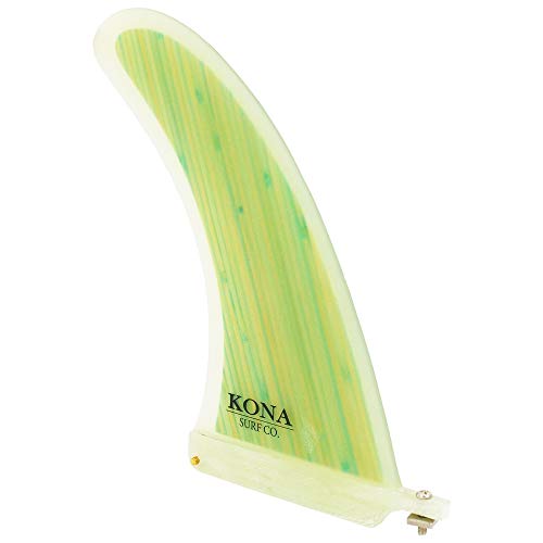 KONA SURF CO. Classic Single Center Fin for Longboard, Surfboard and Paddleboard in Green Bamboo Veneer sz:9in Enfom Clothing