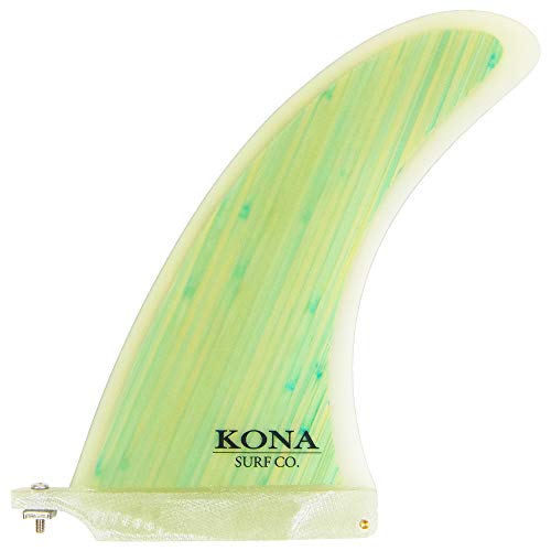 KONA SURF CO. Classic Single Center Fin for Longboard, Surfboard and Paddleboard in Green Bamboo Veneer sz:9in Enfom Clothing