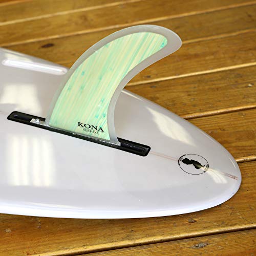 KONA SURF CO. Classic Single Center Fin for Longboard, Surfboard and Paddleboard in Green Bamboo Veneer sz:9in Enfom Clothing