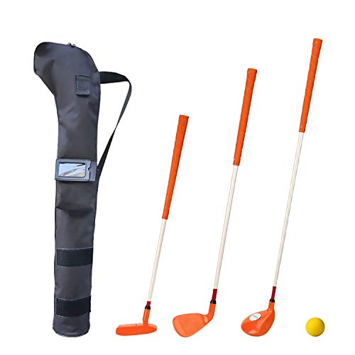 KONDAY Kids Golf Clubs Set Children Golf Set Yard Sports Tools Three Clubs with Carry Bag and Soft Balls (Orange) Enfom Clothing