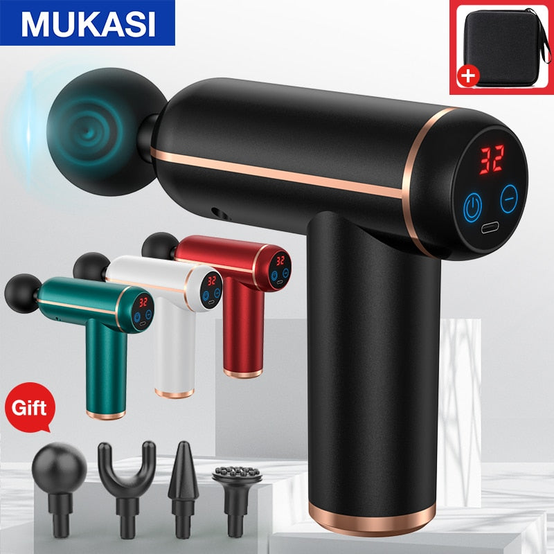 MUKASI Massage Gun Portable Percussion Pistol Massager For Body Neck Deep Tissue Muscle Relaxation Gout Pain Relief Fitness Enfom Clothing