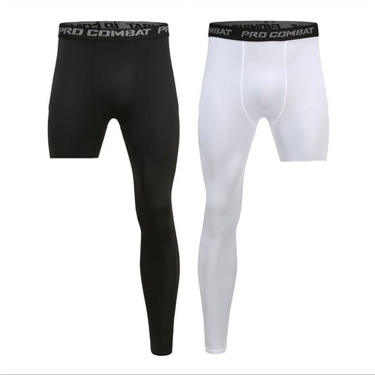 Men Base Layer Exercise Trousers Compression Running Tight Sport Cropped One Leg Leggings Basketball Football Yoga Fitness Pants Enfom Clothing