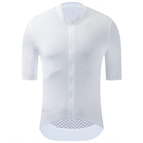 Pro Cycling Jersey Men Aero Bike Jersey Short Sleeve Road Bike Shirt Wicking Breathable Quick Dry 4 Pocket White Enfom Clothing