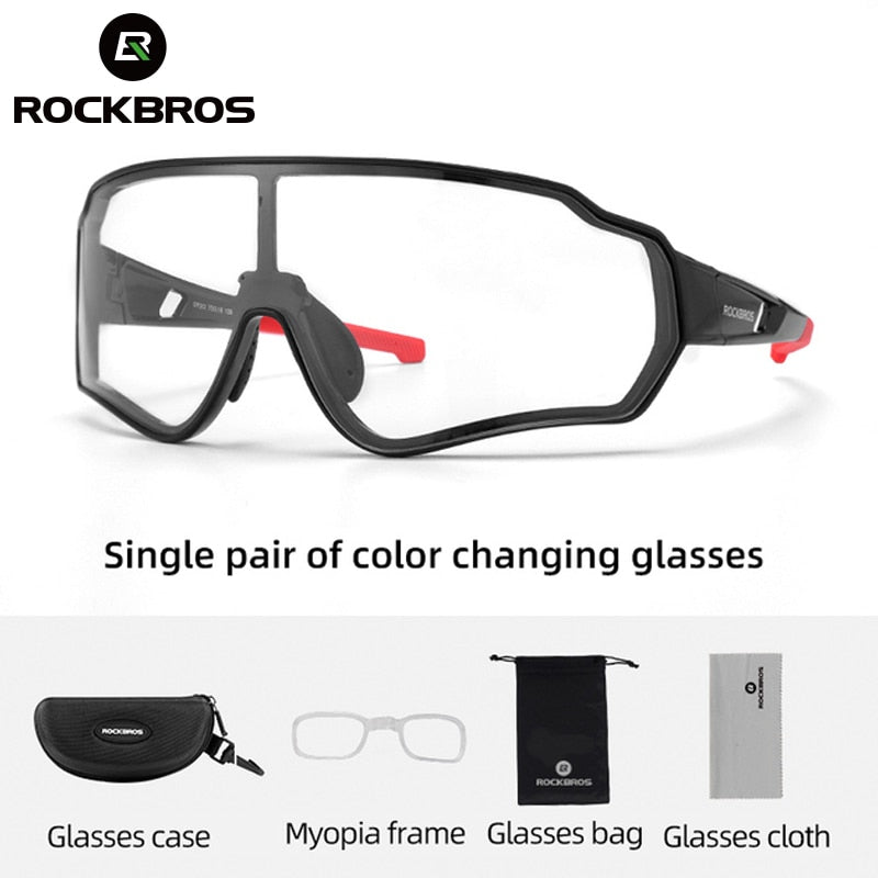 ROCKBROS Photochromic Cycling Glasses Men Women Outdoor Sport Hiking Sunglasses Photochromic Eyewear Inner Frame Bicycle Glasses Enfom Clothing