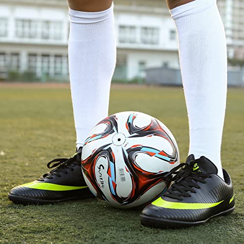 luluboy Men's Athletic Soccer Shoes Football Cleats Spikes Lace-Up Indoor TF Turf Rugby Boots Black EU 43 US 9.5 Enfom Clothing