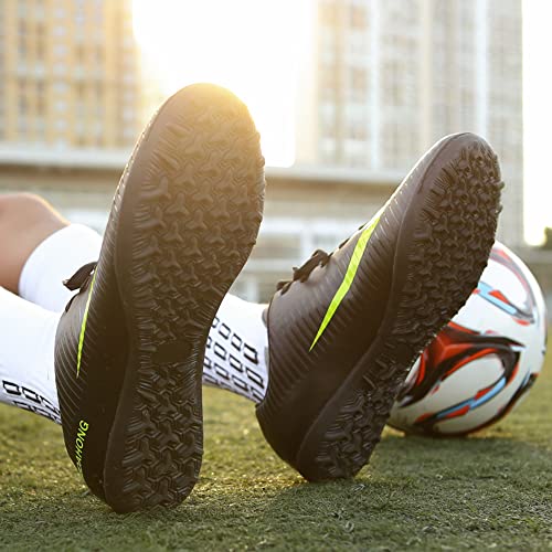 luluboy Men's Athletic Soccer Shoes Football Cleats Spikes Lace-Up Indoor TF Turf Rugby Boots Black EU 43 US 9.5 Enfom Clothing